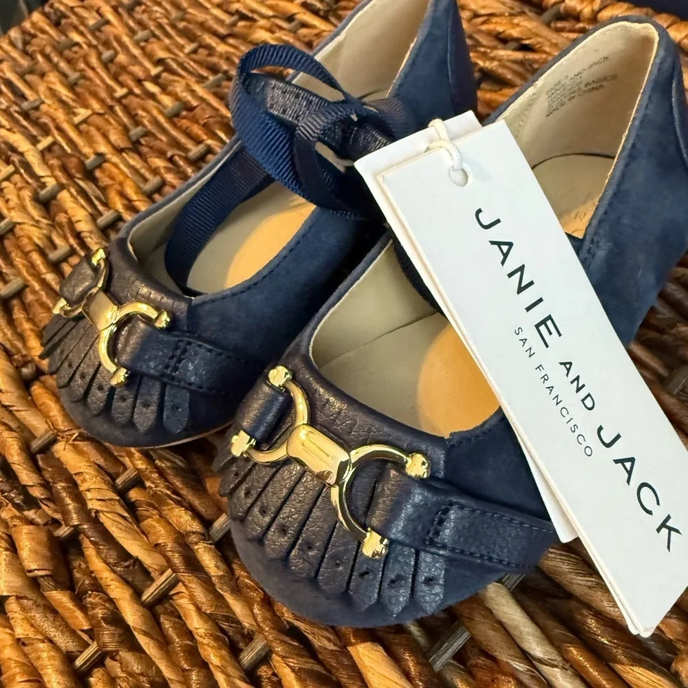 Janie and Jack Suede Bridle Bit Ballet Flat Toddler Size 5 NWT